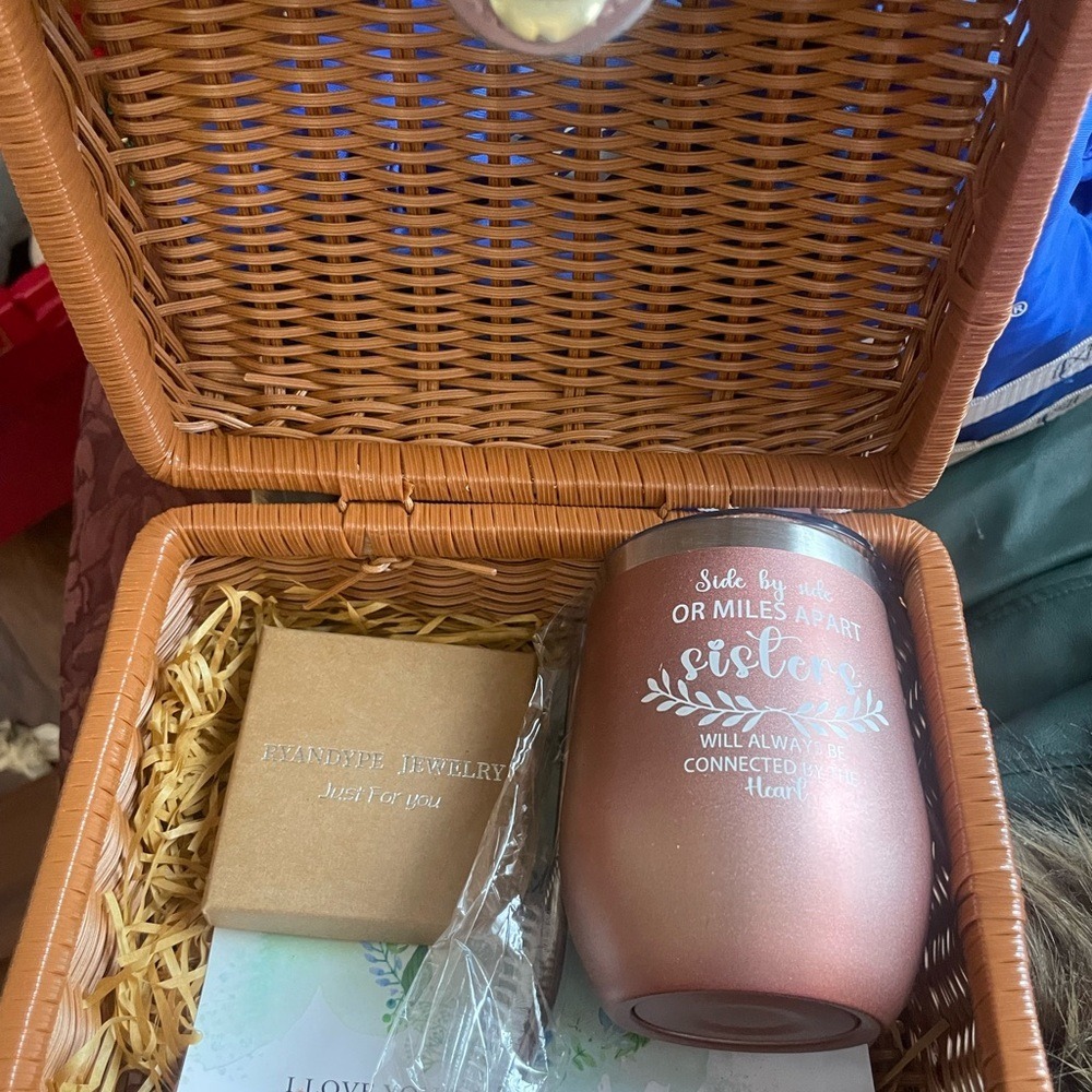 Ryandype Rose Gold Sister Gift Set Women OS Tumbler Necklace Basket